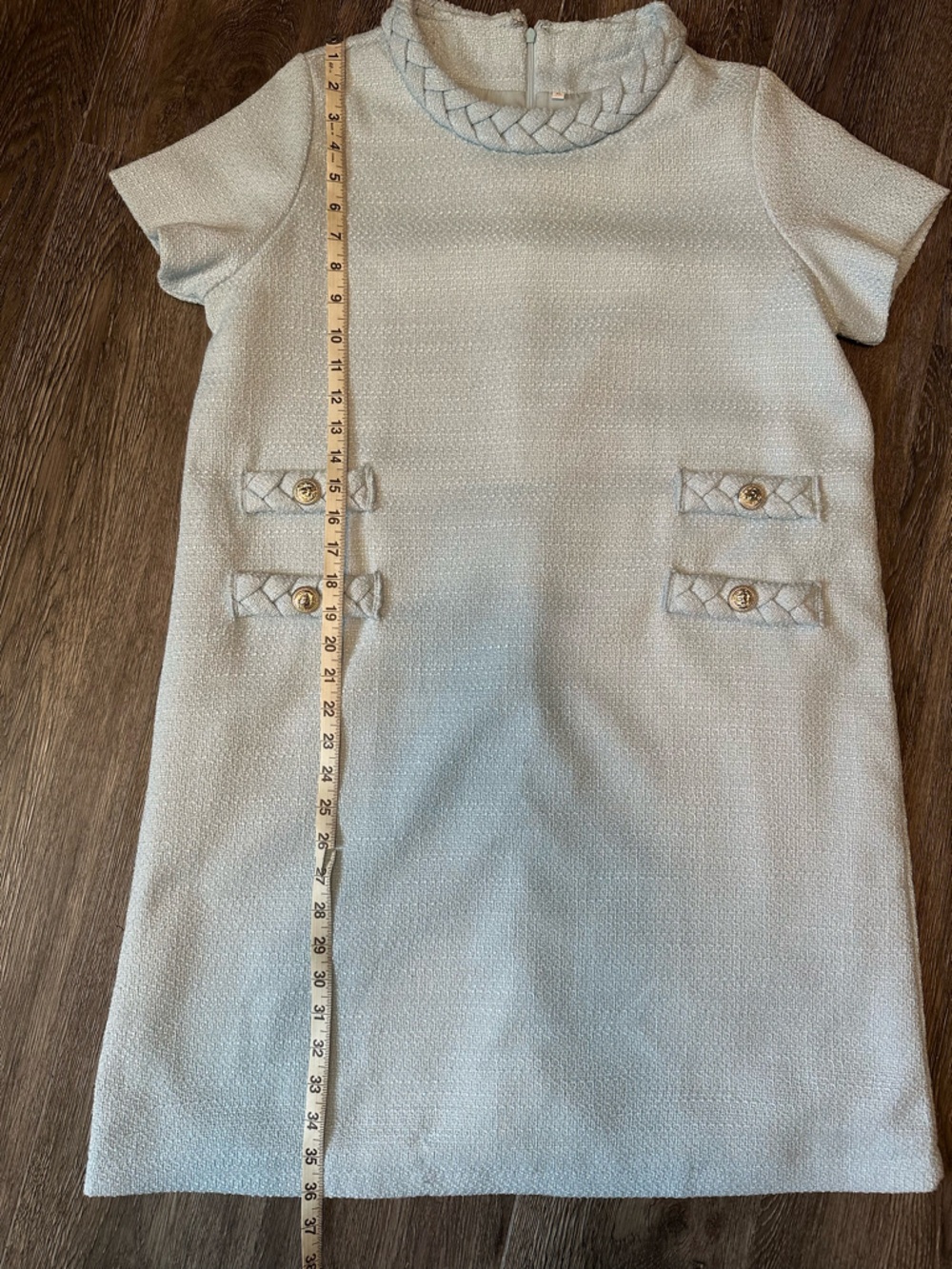Retro-inspired Tweed Jackie Dress in Powder Blue XL - Picture 5 of 7